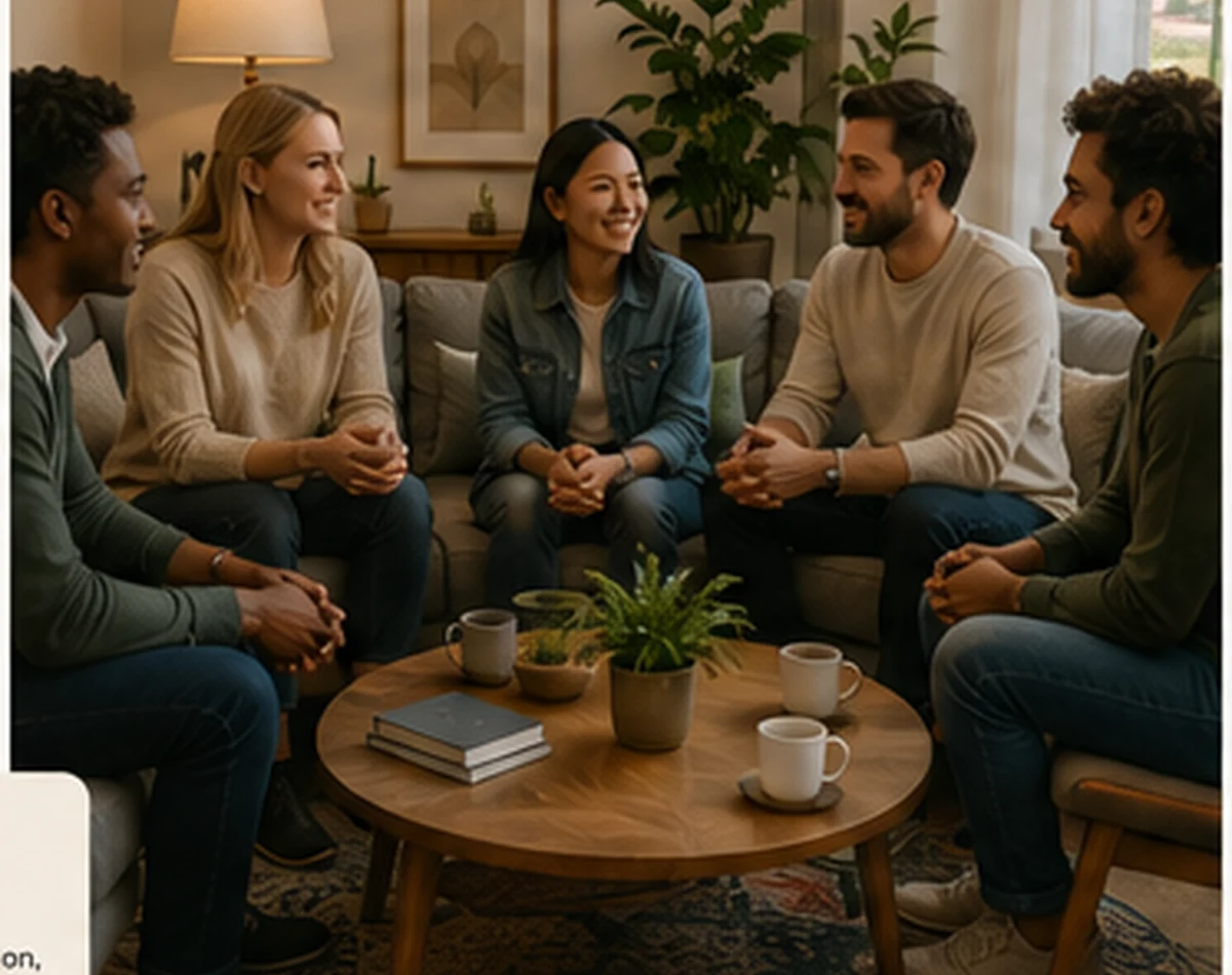 A small group in warm conversation