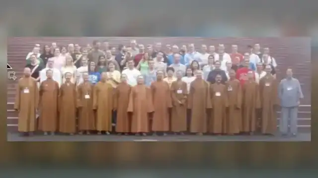 Shaun with monks and fellow retreat participants during a season of spiritual exploration